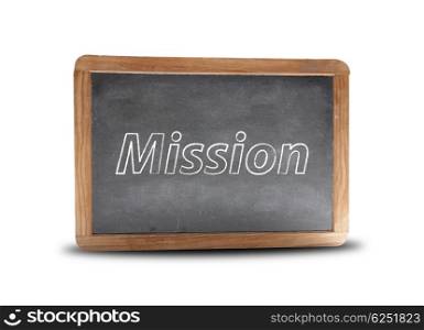 Mission written on a blackboard