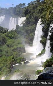 Mist and Iguazu falls on the argentinian part