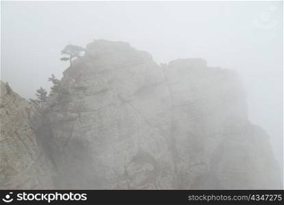 Mist in the mountains- landscape with clouds and rocks