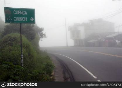 Mist on the road in Ecuador near Cuenca