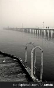 Mist Over the sea With a Romantic Feeling. Mist over still water - Black and White