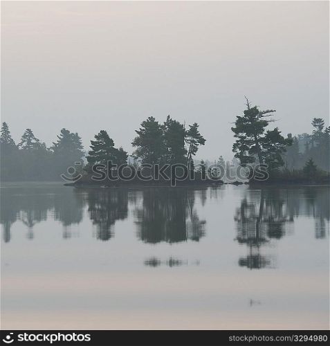 Misty sky over Lake of the Woods, Ontario