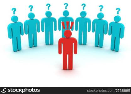 Misunderstanding in group of people. 3d objects isolated on the white background.