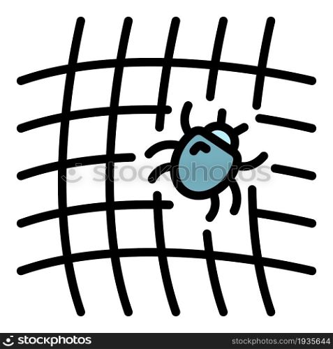 Mite on net icon. Outline mite on net vector icon color flat isolated. Mite on net icon color outline vector