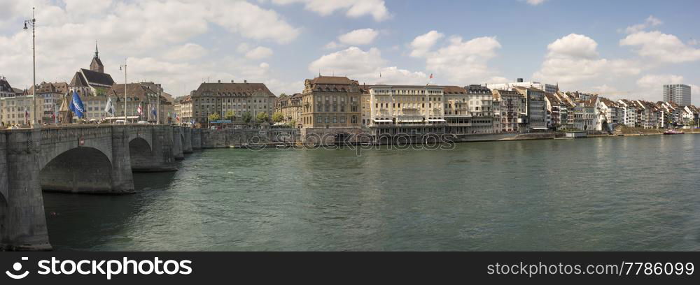 Mittlere bridge over Rhine in Basel city