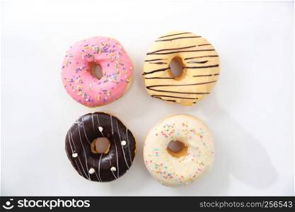 Mix chocolate donut isolated in white background