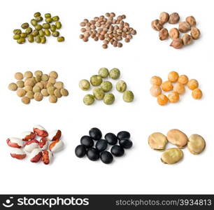 mix of bean and pea on white background