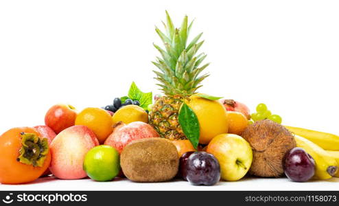 Mix of Fresh Organic Fruits isolated on white background