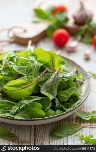 Mix salad leaves. Healthy food. Green meal.