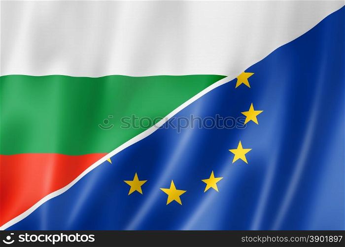 Mixed Bulgarian and european Union flag, three dimensional render, illustration