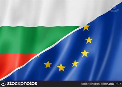 Mixed Bulgarian and european Union flag, three dimensional render, illustration