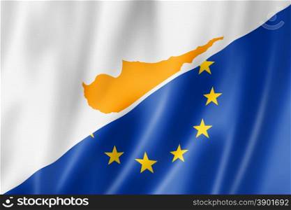 Mixed Cyprus and european Union flag, three dimensional render, illustration