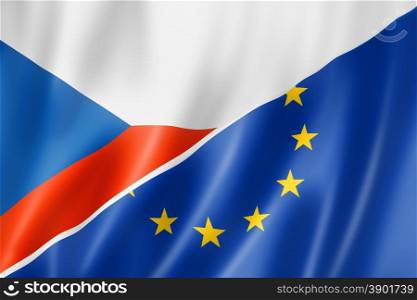 Mixed Czech Republic and european Union flag, three dimensional render, illustration