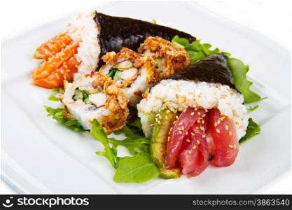 mixed dish of sushi
