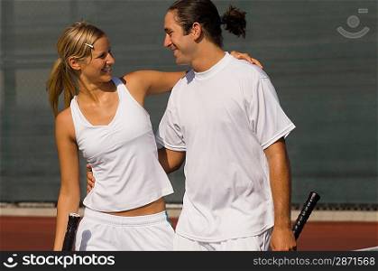 Mixed Doubles Partners on Court
