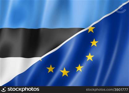 Mixed Estonian and european Union flag, three dimensional render, illustration