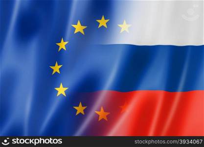 Mixed Europe and Russia flag, three dimensional render, illustration