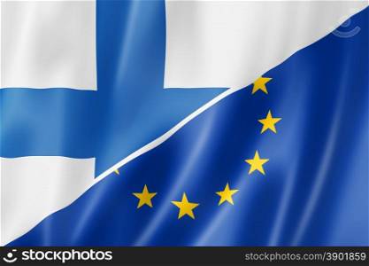 Mixed Finnish and european Union flag, three dimensional render, illustration