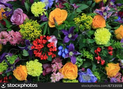 mixed floral arrangement in many bright colors