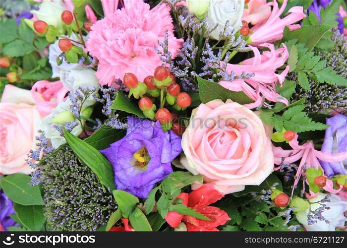 Mixed floral arrangement in pink and purple