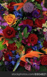 Mixed flower arrangement: various flowers in different colors for a wedding