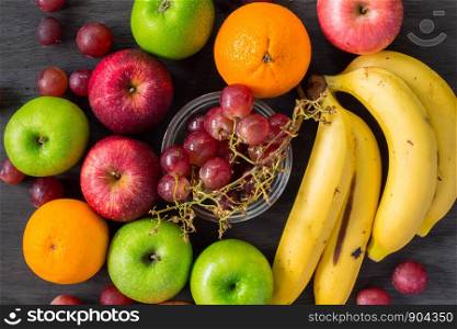 Mixed fresh fruits for healthy eating and dieting, nature food