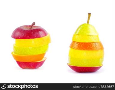 mixed fruit isolated on white