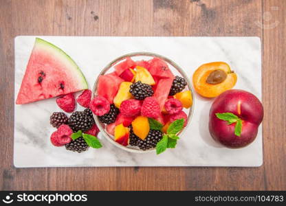 Mixed fruit salad with fresh fruit