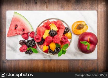 Mixed fruit salad with fresh fruit