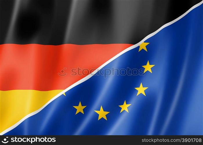 Mixed German and european Union flag, three dimensional render, illustration