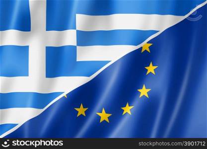 Mixed Greek and european Union flag, three dimensional render, illustration