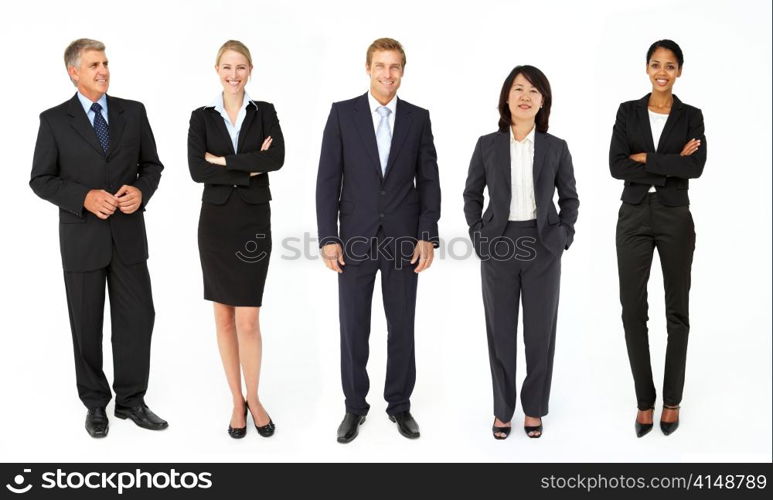 Mixed group of business men and women