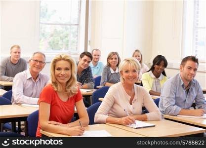 Mixed group of students in class