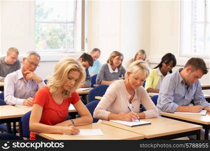 Mixed group of students in class