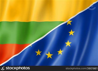 Mixed Lithuanian and european Union flag, three dimensional render, illustration