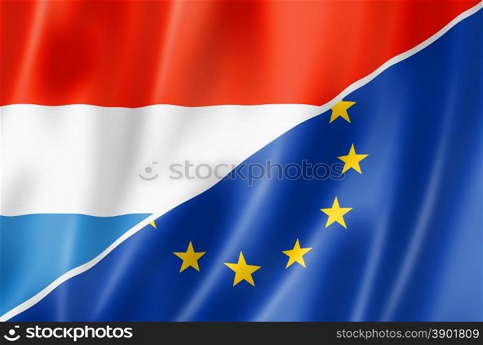 Mixed Luxembourg and european Union flag, three dimensional render, illustration