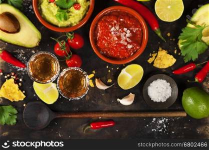 Mixed mexican food background. Party food.