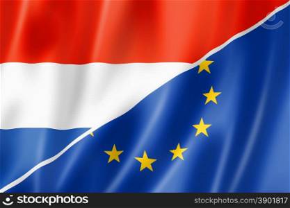Mixed Netherlands and european Union flag, three dimensional render, illustration