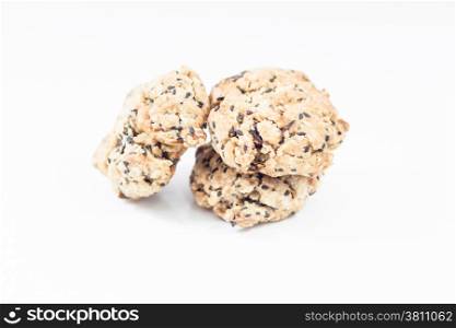 Mixed nut cookies isolated on white background, stock photo