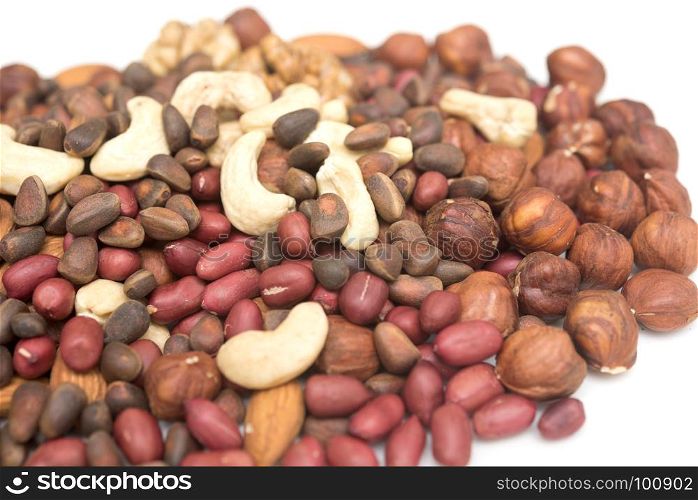 mixed nuts isolated on white background