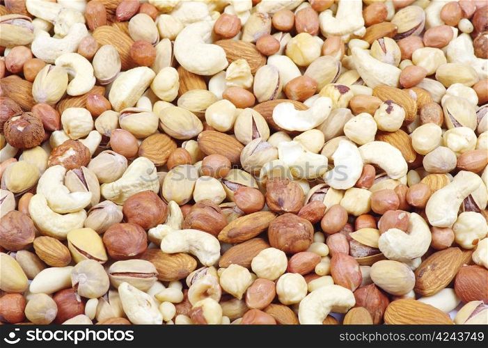 mixed nuts on a background
