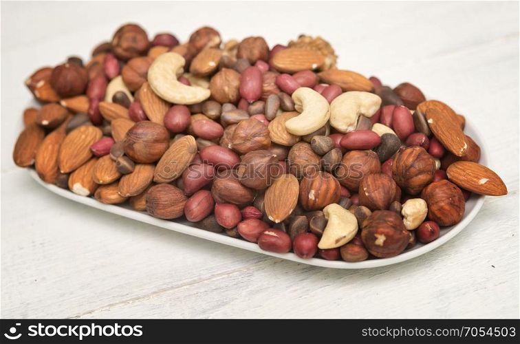 mixed nuts on a plate