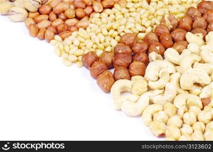 mixed nuts on white background