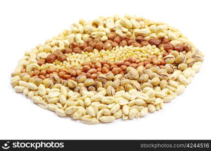 mixed nuts on white background