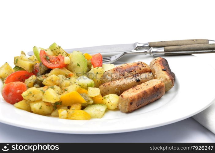 Mixed Potato salad with sausages