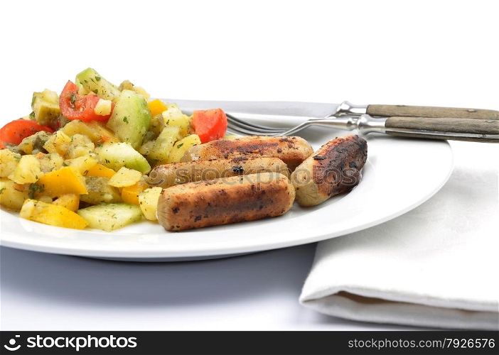 Mixed Potato salad with sausages