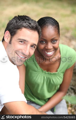 Mixed-race couple at the park