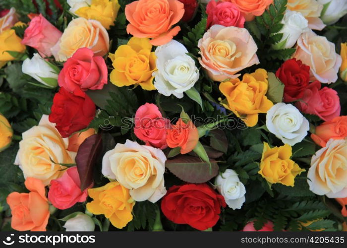 Mixed rose bouquet, big roses in bright colors