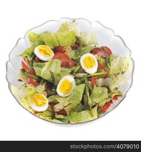 mixed salad in front of white background