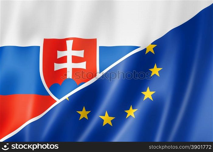 Mixed Slovakian and european Union flag, three dimensional render, illustration